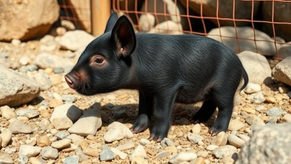 Small piglet at Best Friends Animal Sanctuary enclosure.