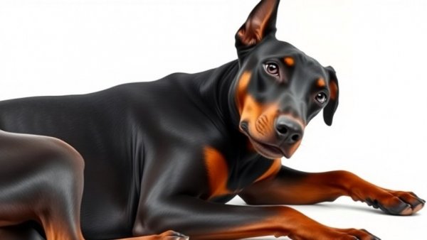 Doberman on a gray mat showcasing best crate beds for dogs.