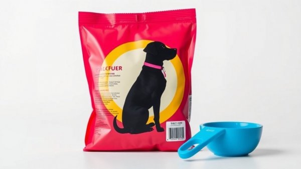 Dog supplements and vitamins container with measuring scoop.
