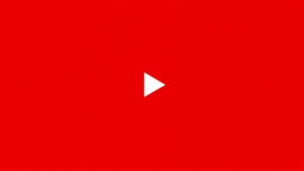 YouTube logo with play button on red background