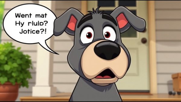 Funny Dog Stuff: Surprised gray dog reacting humorously.