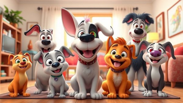 Funny pet stuff: animated pets in humorous poses.