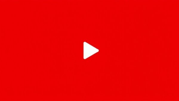 Red background with white play button icon, simple design.