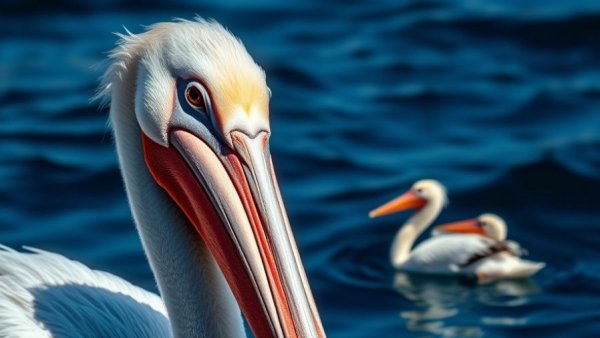 Fascinating bird behaviors: pelican with small birds on back in the ocean.
