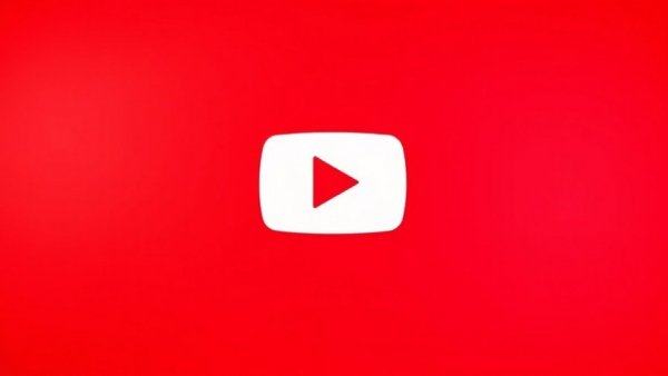 Play button on red background for video content