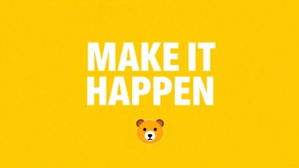 Bright graphic with 'MAKE IT HAPPEN' text on yellow, flat design.