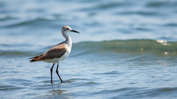 Protecting migratory birds: Graceful shorebird in shallow water