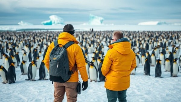 Researchers monitoring penguins on Danger Islands for conservation efforts.