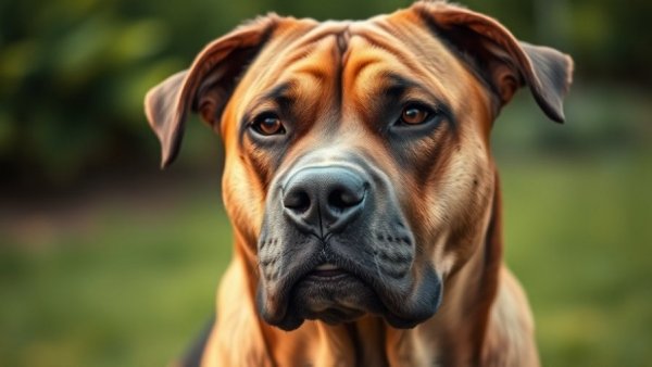 Strongest dog breeds showcased by a brown dog in sharp focus.