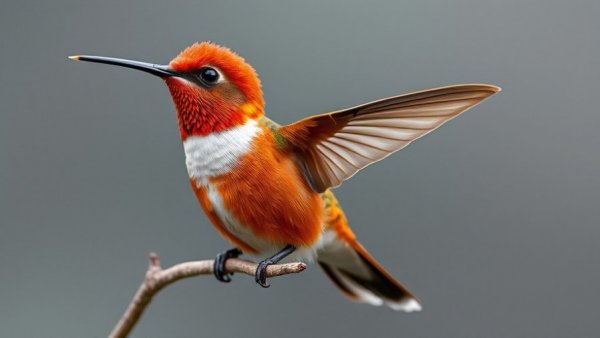 Protecting migrating birds in Philadelphia: Rufous hummingbird perched.