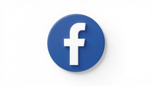 Simple blue and white Facebook icon, digital graphic