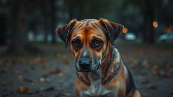 Distressed dog displaying lost pets emotional trauma.