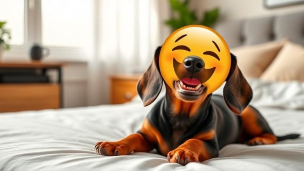Funny Pet Stuff: Playful dachshund puppy with a funny expression.