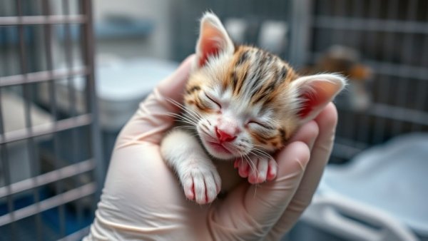 Kitten Development Insights: newborn kitten in clinic setting.