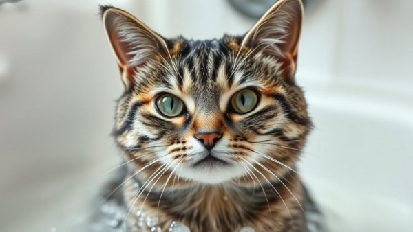 Unhappy cat being bathed, showcasing things you do that your cat actually hates.