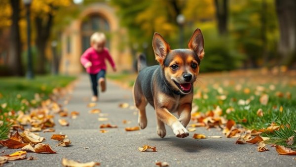 Dog running in park pursued by child - why dogs run away