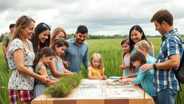 Families at Audubon Brigham Sanctuary event enjoying nature activities.