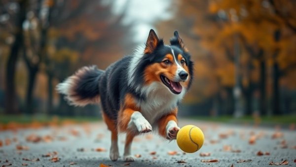 Collie dog in autumn, smartest dog breeds.