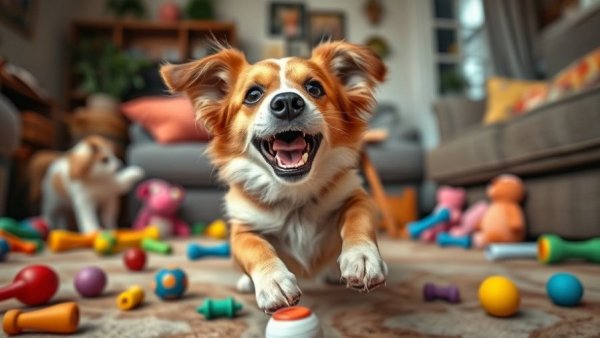 Funny dog stuff with playful dog in a humorous scene.