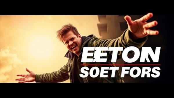 Dynamic graphic design featuring an energetic person in a camouflage jacket.