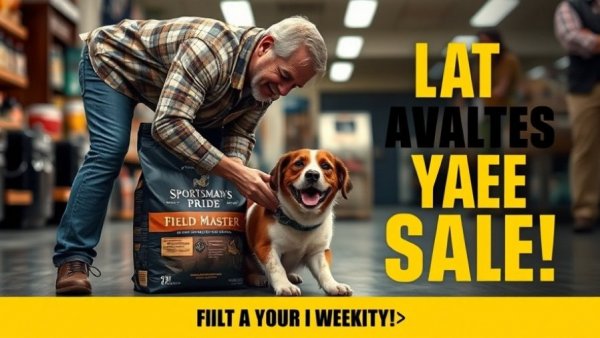 Sportsman's Pride Field Master dog food ad featuring man with dog.