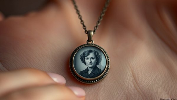 Close-up of a pendant necklace held by a hand