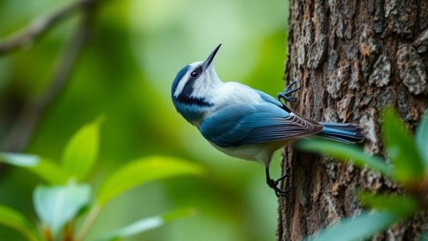 Small blue-and-white bird on a tree illustrating America's forests depend on private landowners.