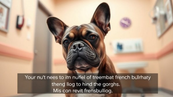 Concerned French Bulldog at vet clinic, reflecting on dog injuries.