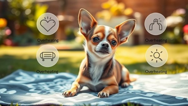 Chihuahua overheating prevention with cooling tips and icons
