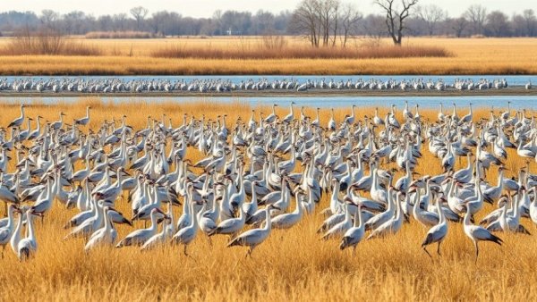 Sandhill cranes during migration at Kearney County wetland