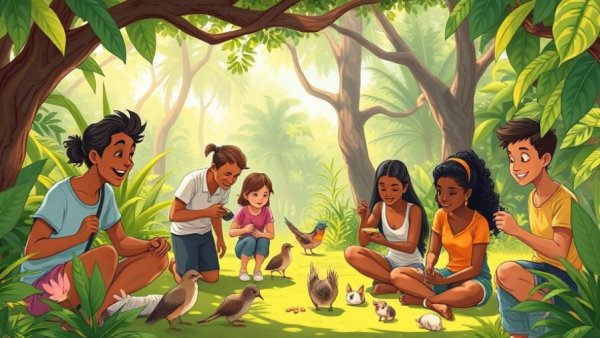 Community and animal recovery in Saipan illustration.
