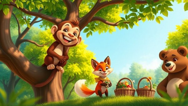 Funny animal videos: cartoon animals enjoying a picnic