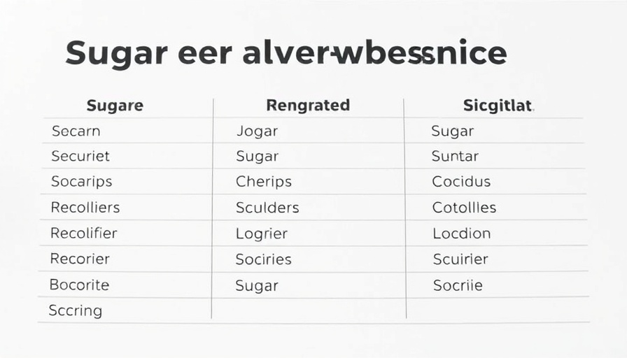 Table listing sugar names to help reduce sugar addiction for pet owners.