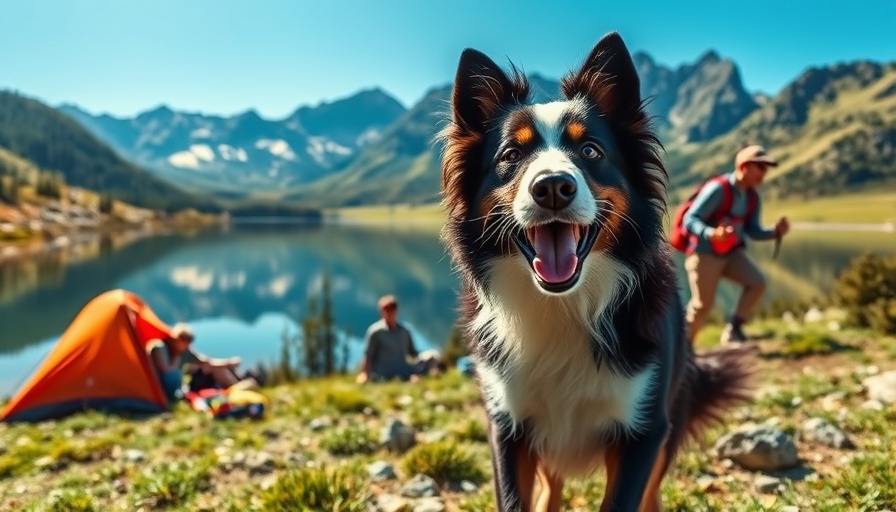 Border collie with humans in nature promoting natural dog health.