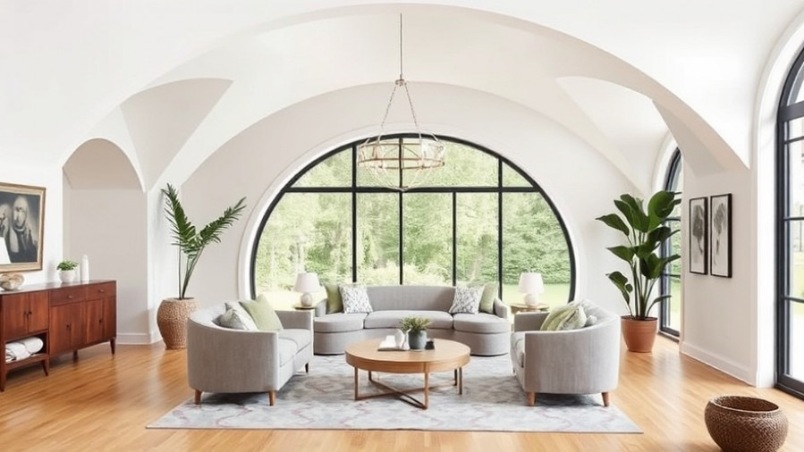 Tampa Bay home design showcasing curvilinear trends for a soft, inviting family space.