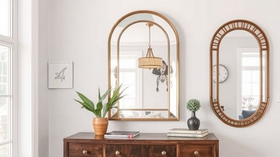 Stylish mirror decoration enhances light and space illusion in home decor.