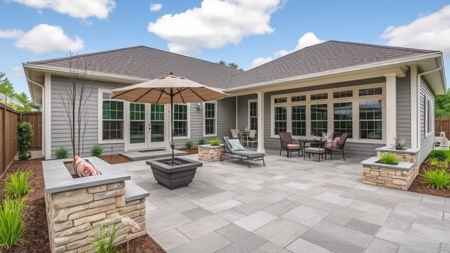 Modern backyard patio inspiration featuring Cambridge Pavingstones for outdoor living.