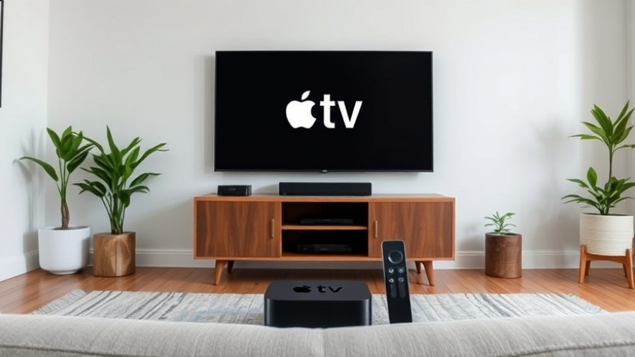 Apple TV in a modern living room showcasing smart home technology.