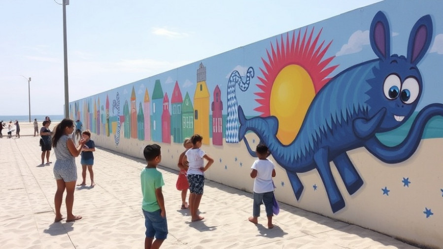 Explore Hampton Roads outdoor adventures with vibrant murals in a beach setting.