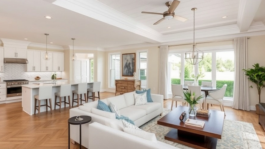 Open-concept living area showcasing furniture arrangements for optimal flow in Tampa Bay interior design.