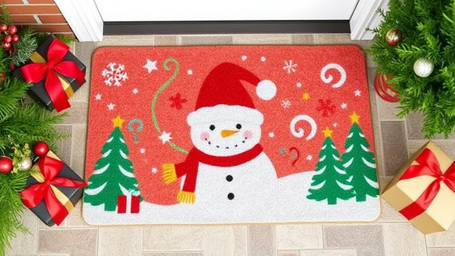 Vibrant doormat for Tampa holiday design, perfect for festive Clearwater DIY decor.