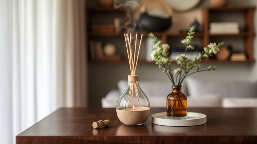 Scent diffuser enhancing interior fragrance and home design aroma for a multi-sensory experience.