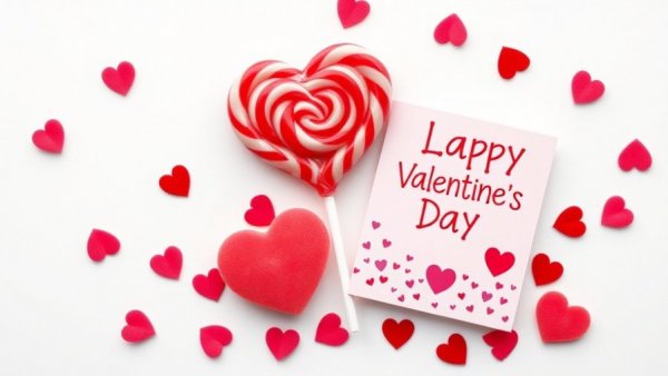 Valentine’s Day ideas for teens: festive card and heart lollipop.