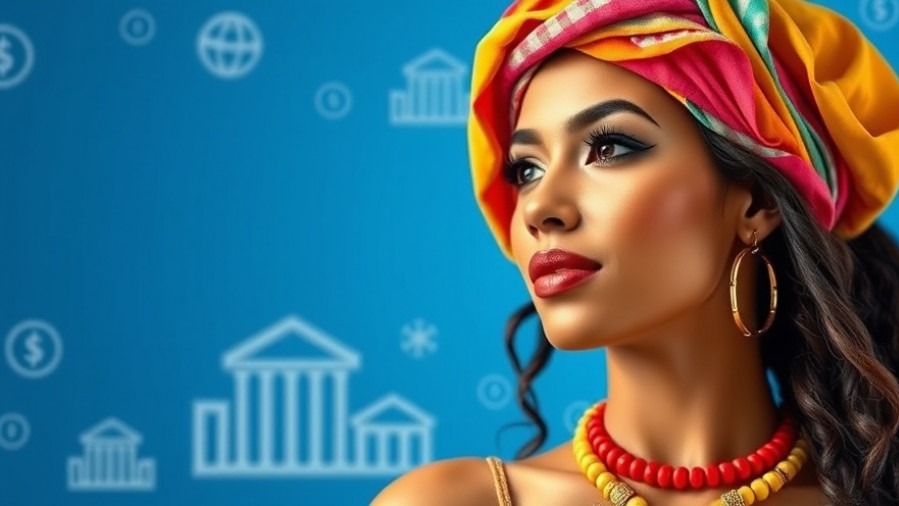 Photorealistic banner of Jamaican woman promoting U.S. assistance to Jamaica.