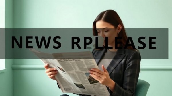 News release concept with woman reading newspaper and coffee.