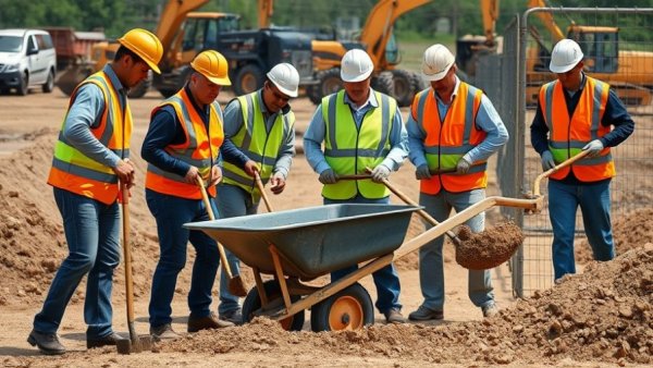 Efficient crew management sustainable construction site teamwork.