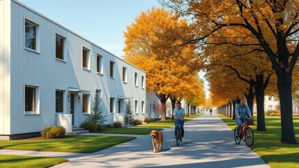 Modern building in Calgary with people, showcasing urban design.