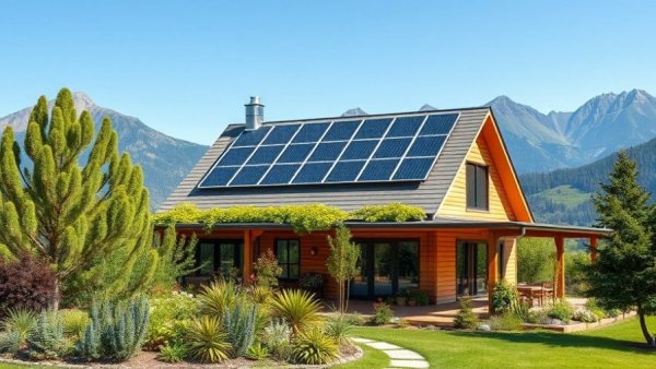 A modern eco-friendly home with solar panels representing green builders.