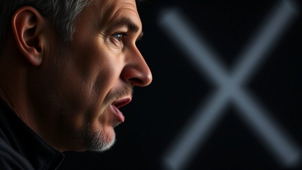 Man discussing open source algorithm on social media with X logo backdrop.