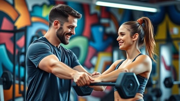 Trainer supports woman weightlifting, illustrating Compassion Paradox in Leadership.